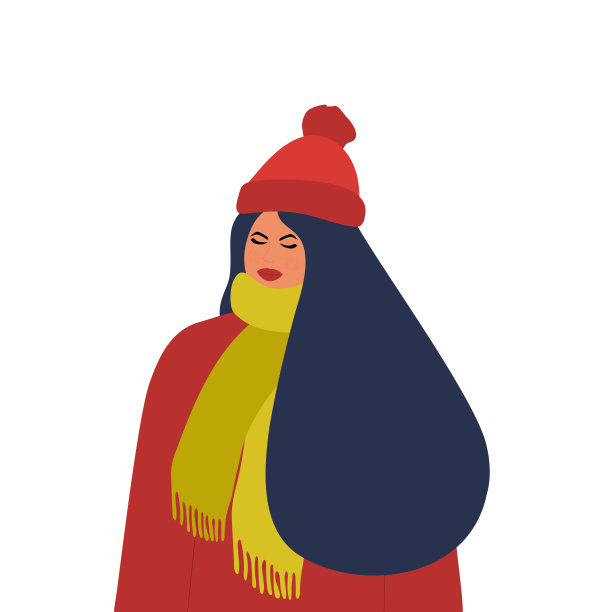 戴着帽子和围巾的年轻女子图片下载