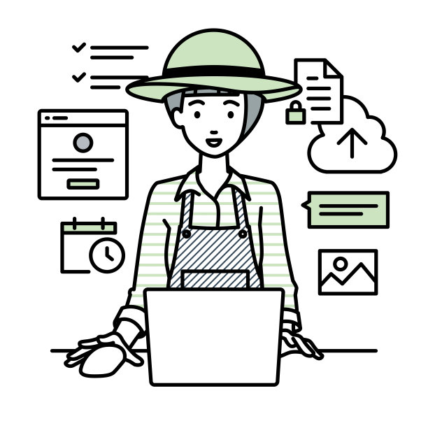 一名农妇使用笔记本电脑浏览网站，进行研究，在云上共享文件，安排日程，管理项目，组织任务，并在她的办公桌上与团队沟通图片下载