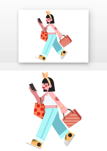购物节扁平风购物女孩图片下载