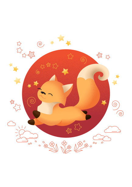 兴奋可爱的小狐狸跳着蓬松的尾巴，奔跑着，享受着生活，大喜过望图片下载