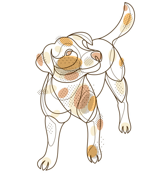 可爱俏皮的杰克罗素梗矢量线艺术插画孤立，可爱的狗狗宠物最好的朋友直线画。图片下载