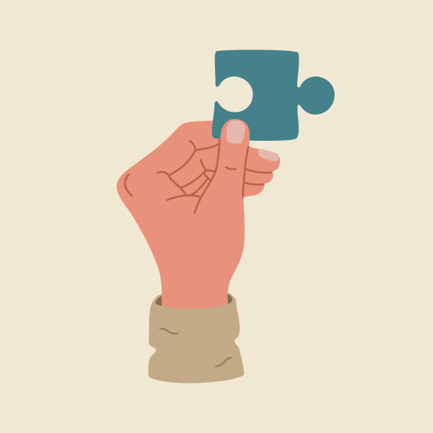 人手握着一块拼图。业务解决方案的概念。图片下载