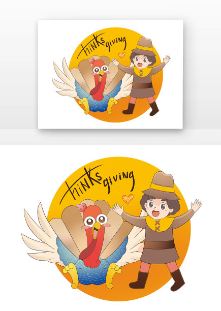 感恩节火鸡和儿童图片下载
