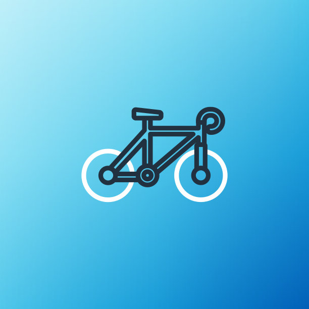 线自行车图标孤立在蓝色背景图片下载