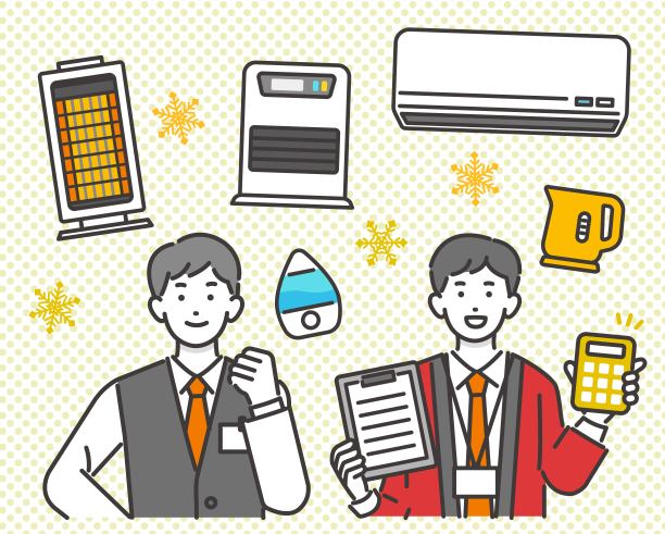 简单可爱的冬季家电/搬家/冬天/加热器的矢量插画材料图片下载