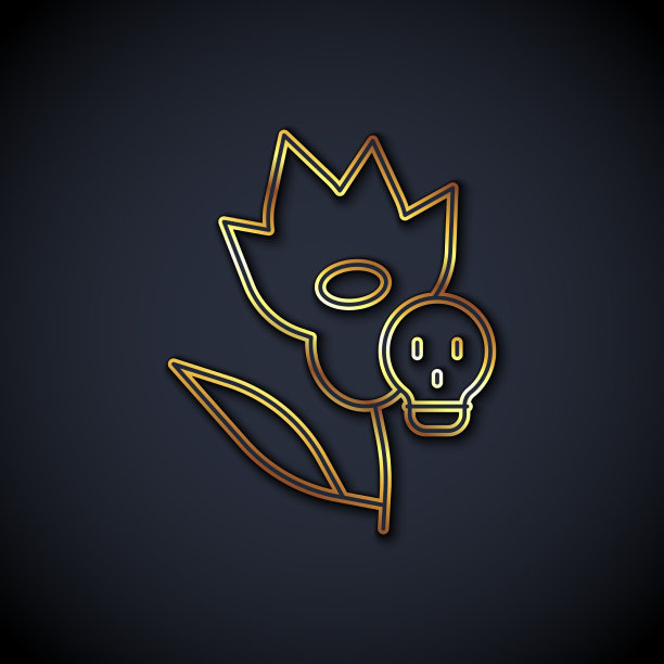 金线毒花图标孤立在黑色上图片下载