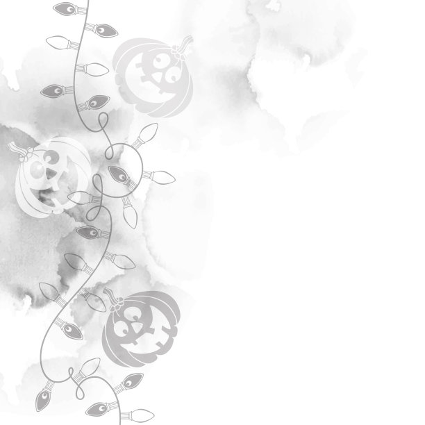 万圣节卡片与南瓜，花环和地方的文字灰色水彩背景。向量。万圣节装饰概念。完美的设计元素。图片下载