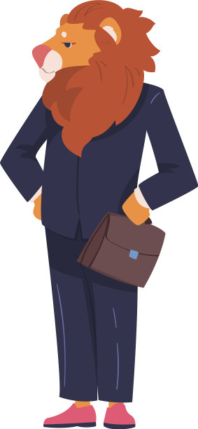 狮子作为动物办公室的员工穿着正式图片下载