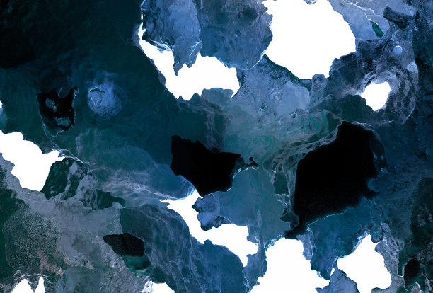 3d渲染抽象艺术3d背景纹理与部分超现实的岩石山石粗糙的划痕损坏表面深蓝色在高对比度的白色背景图片下载