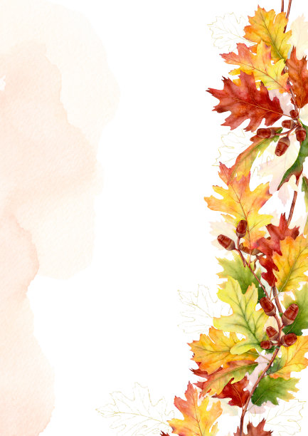 水彩模板在秋天色彩斑斓图片下载