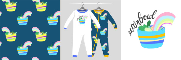 无缝蜂蜜图案与拉面bowland字母插图雨碗图片下载