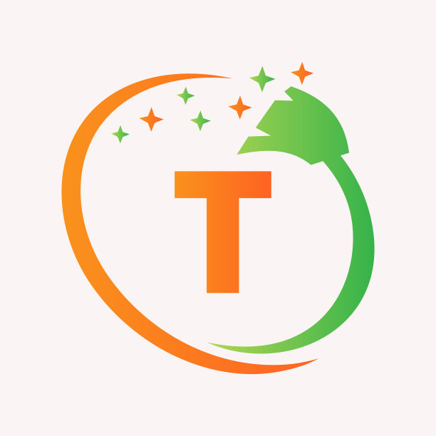 最初的房屋清洁标志上的字母T概念。辅助标志类型矢量符号图片下载