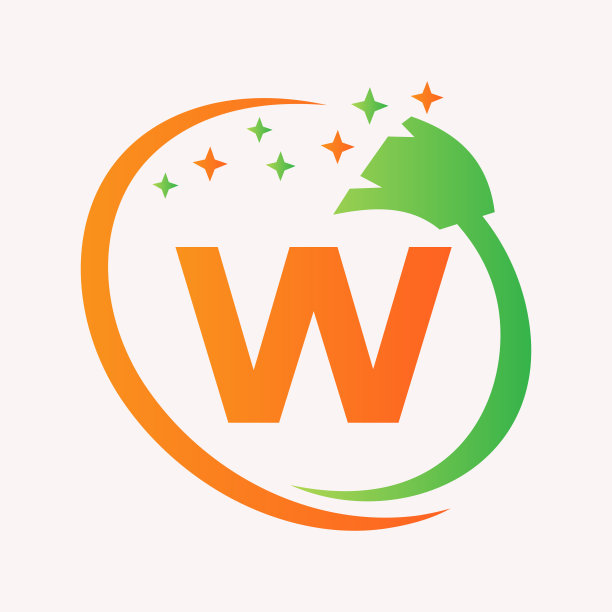 最初的房屋清洁标志上的字母W概念。辅助标志类型矢量符号图片下载