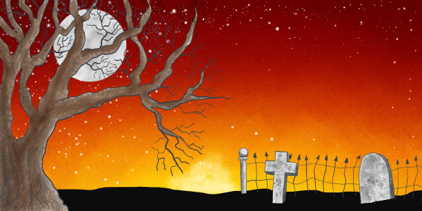 墓地上的满月图片下载