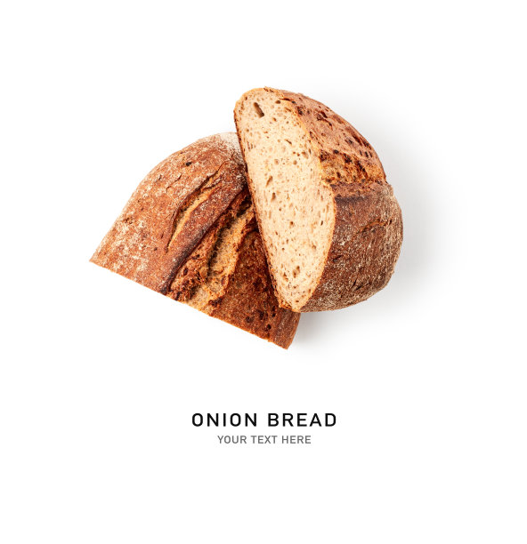 白色背景的新鲜洋葱面包图片下载