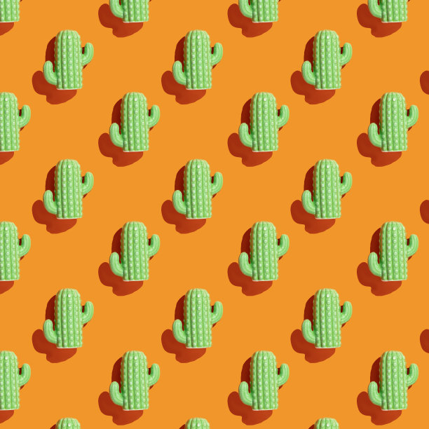 图案墨西哥风格的仙人掌在橙色背景上俯瞰广场图片下载