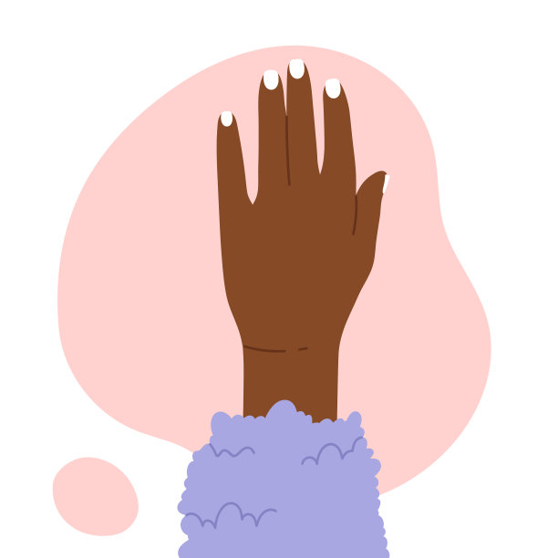 时尚女性修剪整齐的手在时尚的毛衣。美容治疗，美甲美学。卡通风格的矢量插图。白色背景隔离图片下载