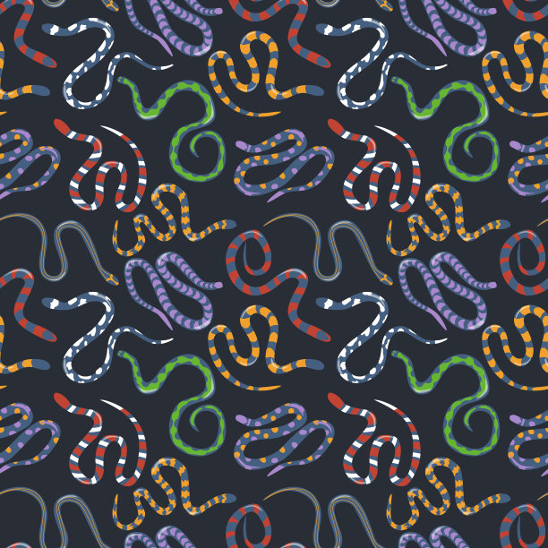 蛇。无缝模式，矢量插图图片下载