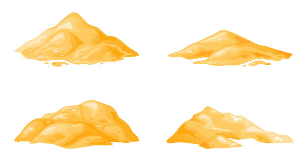 沙子堆，堆，沙丘孤立在白色背景。装饰设计元素的制造材料。卡通矢量图图片下载