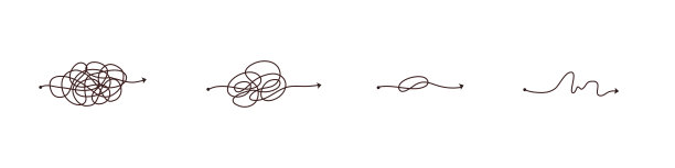 简单的线，复杂的容易的路。乱画乱画的心态。解题，难行。矢量手绘的概念路径图片下载