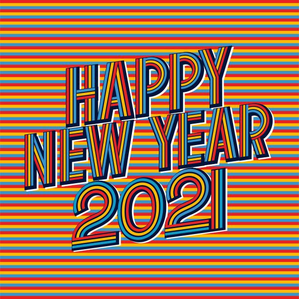 2021年新年快乐，彩色主题矢量设计。图片下载