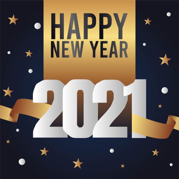 2021年新年快乐，彩色主题矢量设计。图片下载