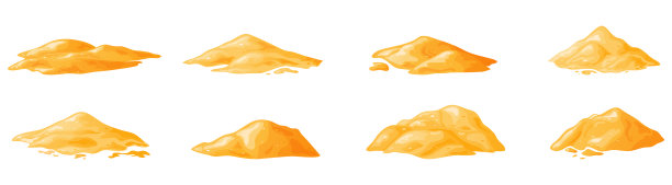 卡通里的沙堆，沙漠里的沙丘或沙滩上的沙丘。一堆建筑材料。矢量图图片下载