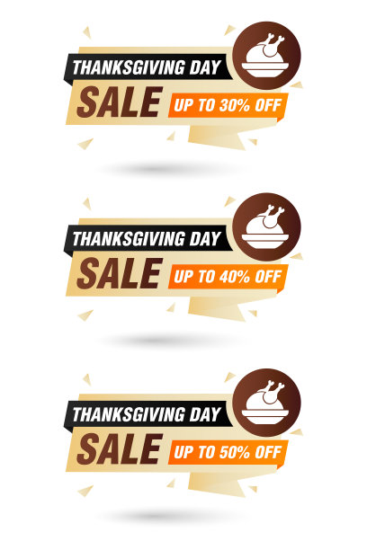 感恩节大甩卖折纸标签套装。7折、4折、5折出售图片下载