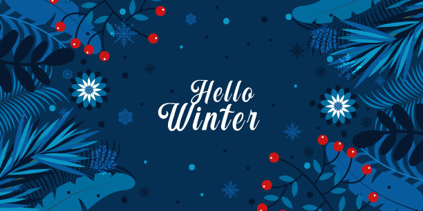 你好，冬天背景与树叶和树枝图片下载