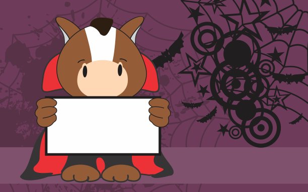 卡通马小孩穿着德古拉服装图片下载