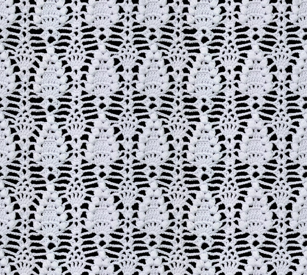 无缝针织质地。这个美丽的花卉图案是用白线钩针编织的。棉纱。图片下载