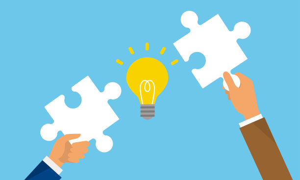 搭配创新形象，手执拼图片，矢量平面插画图片下载