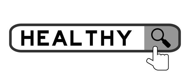 搜索横幅字健康与移交放大镜图标在白色背景图片下载