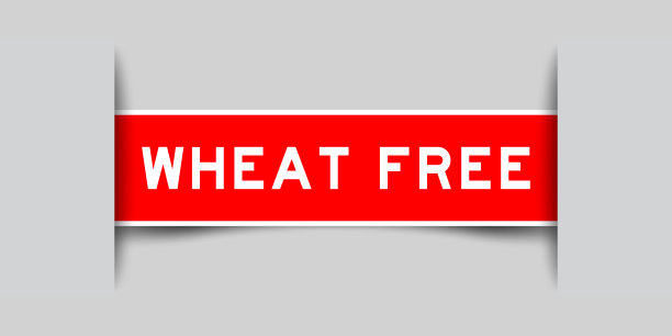 插入红色标签贴纸与字小麦自由灰色背景图片下载