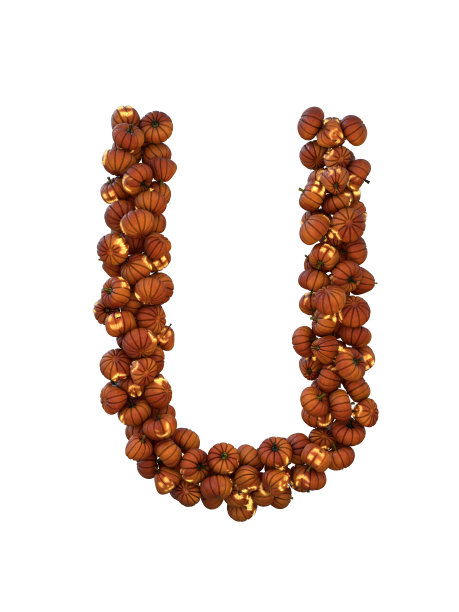 万圣节南瓜灯笼粒子字体 U图片下载