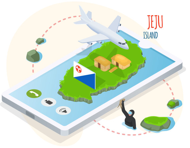 济州岛的海上娱乐。乘飞机去韩国旅游。亚洲的暑假图片下载