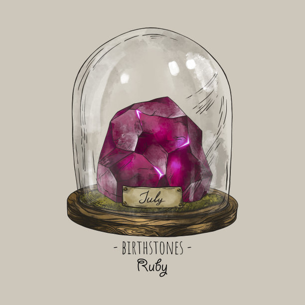 复古诞生石，红宝石宝石，七月魔法插图图片下载
