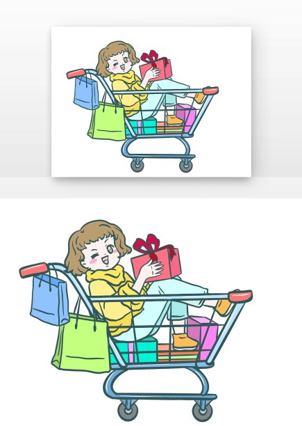 手绘购物节购物女孩图片下载