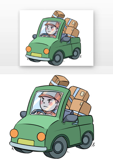 手绘快递员人物送快递图片下载