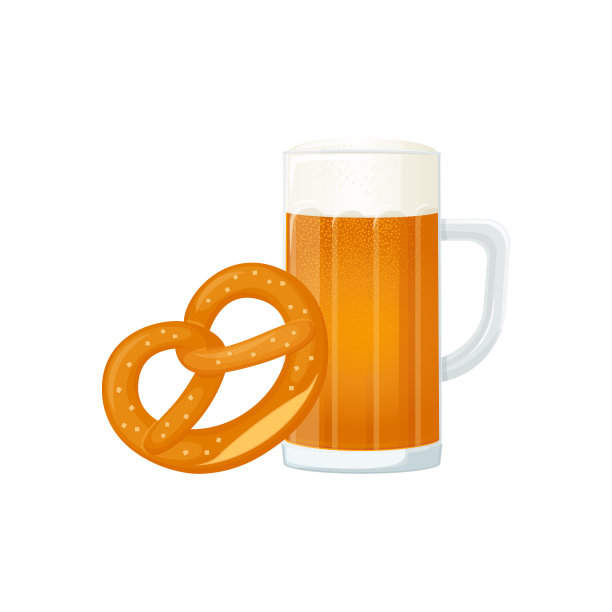 详细设置与品脱啤酒和麦芽酒和盐渍椒盐卷饼为啤酒节海报，横幅，传单。孤立的现实矢量插图概念图片下载