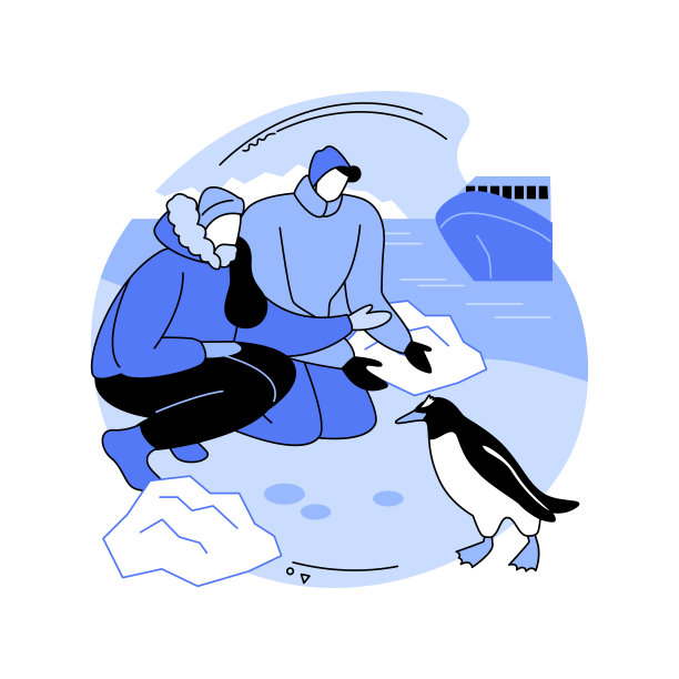 观看企鹅孤立的卡通矢量插图。图片下载