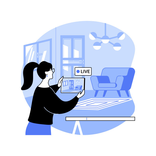 虚拟开放屋孤立卡通矢量插图。图片下载