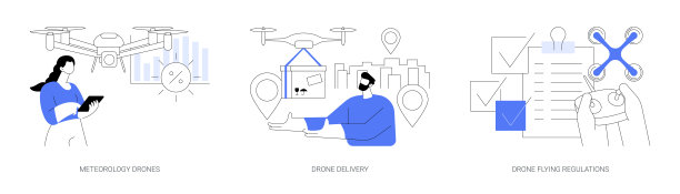 自动驾驶飞机使用抽象概念矢量插图。图片下载