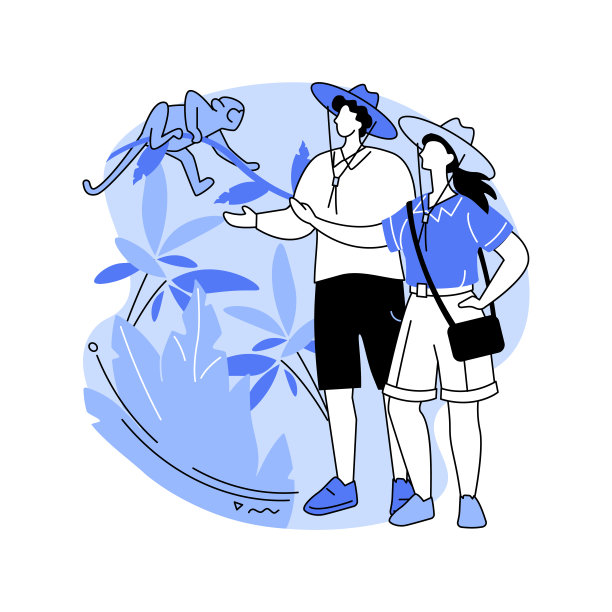 丛林狩猎孤立的卡通矢量插图。图片下载