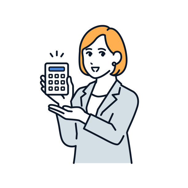 一个穿着西装的女人在计算器上显示估计的金额的矢量插图材料图片下载