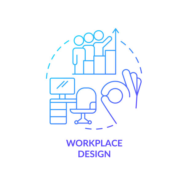 办公场所设计蓝色渐变概念图标图片下载