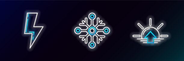 套线日出闪电和雪花图片下载