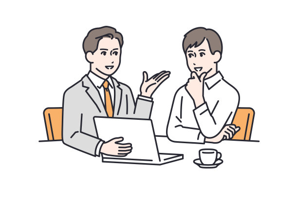 矢量插图材料的一个年轻人咨询一个商人图片下载