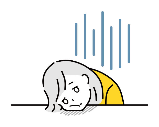 一个压力和疲惫的女人的插图。图片下载