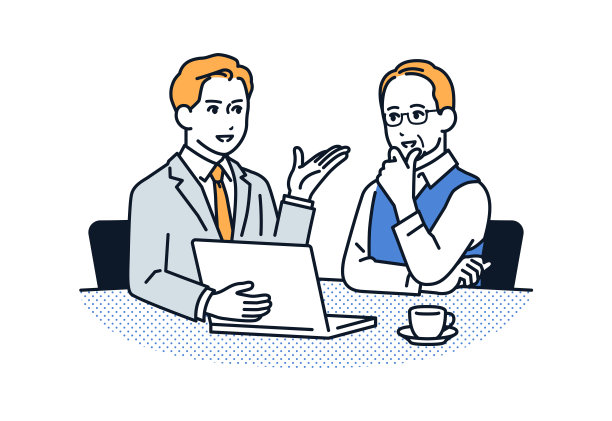 矢量插图材料的一个高级男子咨询一个商人图片下载